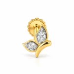 Butterfly Leaf Lab Grown Diamond Nose Pin Front View