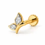 Butterfly Leaf Lab Grown Diamond Nose Pin in Yellow Gold