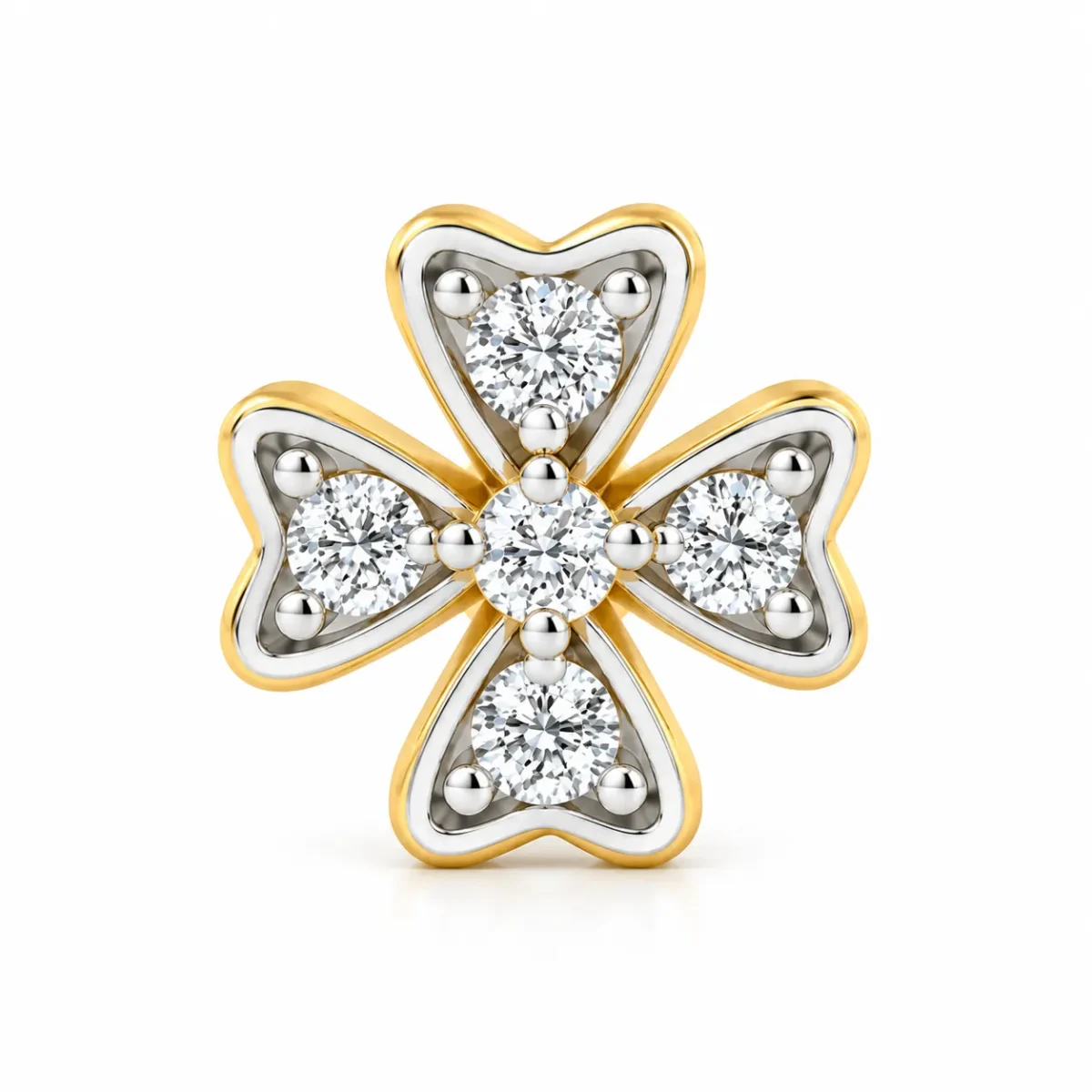 Heartleaf Lab Grown Diamond Nose Pin Front View