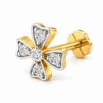 Heartleaf Lab Grown Diamond Nose Pin Angled View in Gold