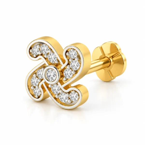 Infinity Swirl Lab Grown Diamond Nose Pin Back and Side View