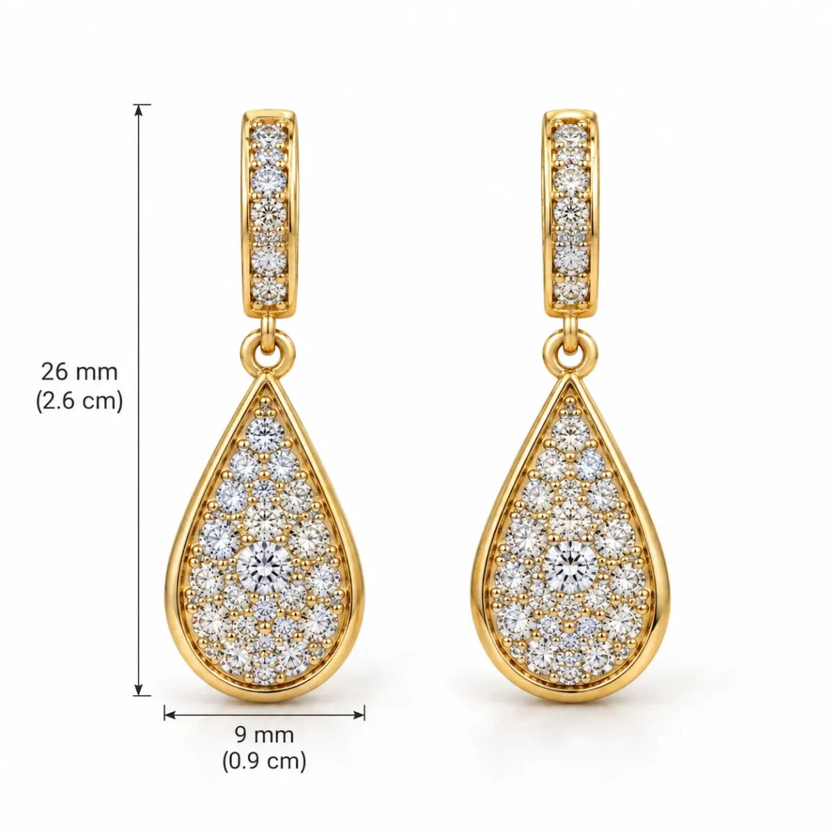 Luxury Teardrop Lab Grown Diamond Drop Earrings for Women – 18k Gold - Image 3