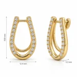 Elegant U-Shaped Lab Grown Diamond Hoop Earrings for Women – 18k Gold - Image 3