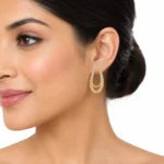 Elegant U-Shaped Lab Grown Diamond Hoop Earrings for Women – 18k Gold - Image 4
