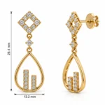 Modern Geometric Teardrop Lab Grown Diamond Drop Earrings for Women – 18k Gold - Image 2