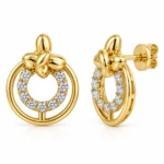 Elegant Knot Circle Lab Grown Diamond Drop Earrings for Women – 18k Gold - Image 2