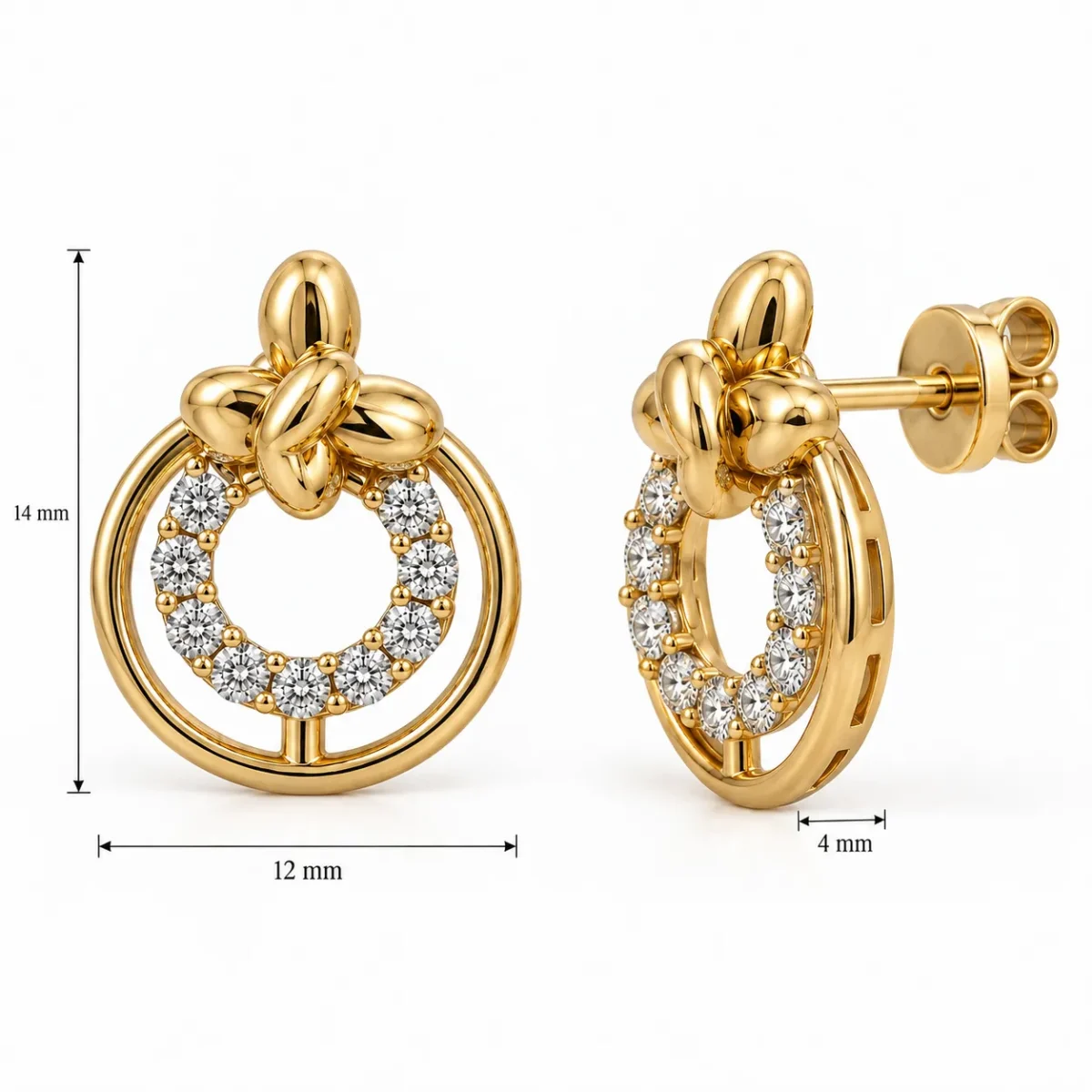 Elegant Knot Circle Lab Grown Diamond Drop Earrings for Women – 18k Gold - Image 3