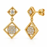 Elegant Geometric Lab Grown Diamond Drop Earrings for Women – 18k Gold - Image 3