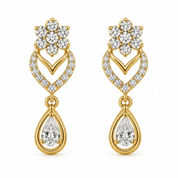 Floral Pear Drop Lab Grown Diamond Earrings for Women 1.20 Carat