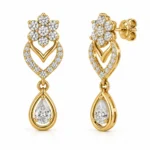 Floral Pear Drop Lab Grown Diamond Earrings for Women – 18K Gold - Image 2