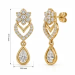 Floral Pear Drop Lab Grown Diamond Earrings for Women – 18K Gold - Image 3