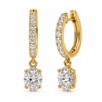 Oval Lab Grown Diamond Drop Hoop Earrings for Women in 18k Gold - Image 2