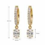 Oval Lab Grown Diamond Drop Hoop Earrings for Women in 18k Gold - Image 3