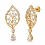Elegant Pear Cut Lab Grown Diamond Leaf Drop Earrings for Women in 18k Gold - Image 2