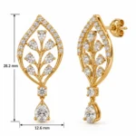 Elegant Pear Cut Lab Grown Diamond Leaf Drop Earrings for Women in 18k Gold - Image 3