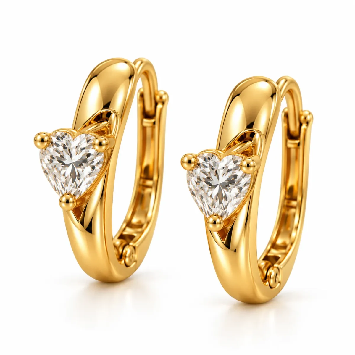 Heart Cut Lab Grown Diamond Huggie Earrings for Women in 18k Gold - Image 2