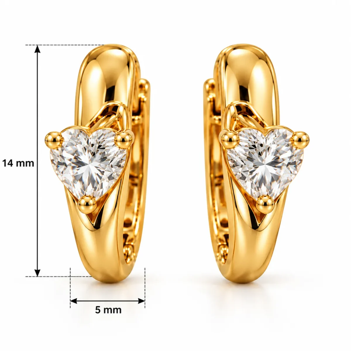 Heart Cut Lab Grown Diamond Huggie Earrings for Women in 18k Gold - Image 3