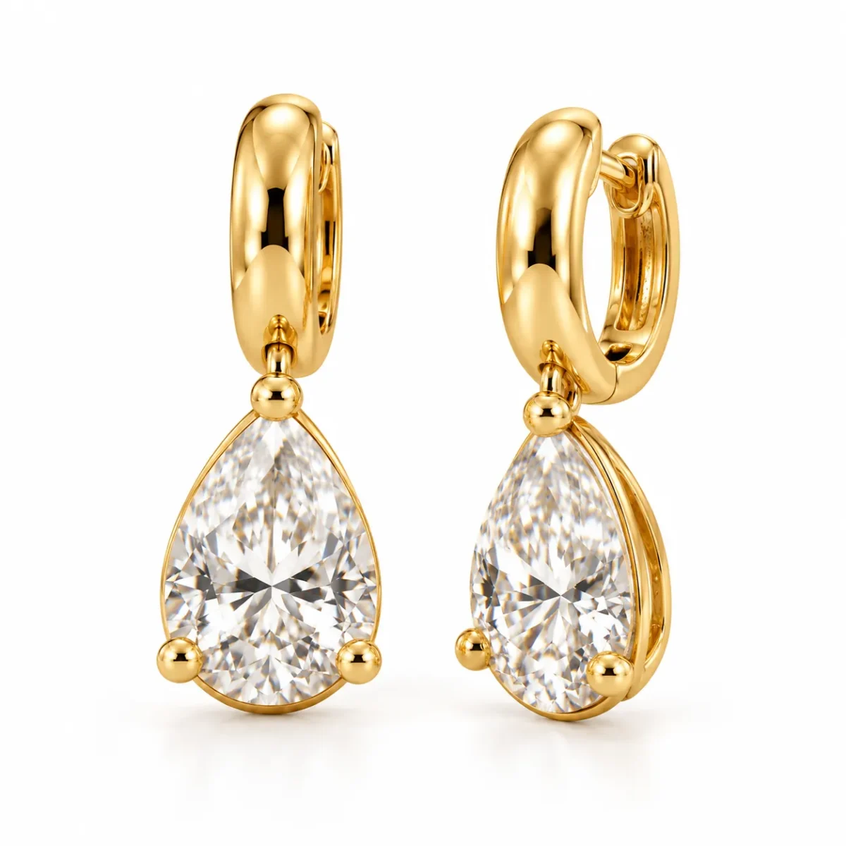 Pear Cut Lab Grown Diamond Drop Earrings for Women in 18k Gold - Image 2