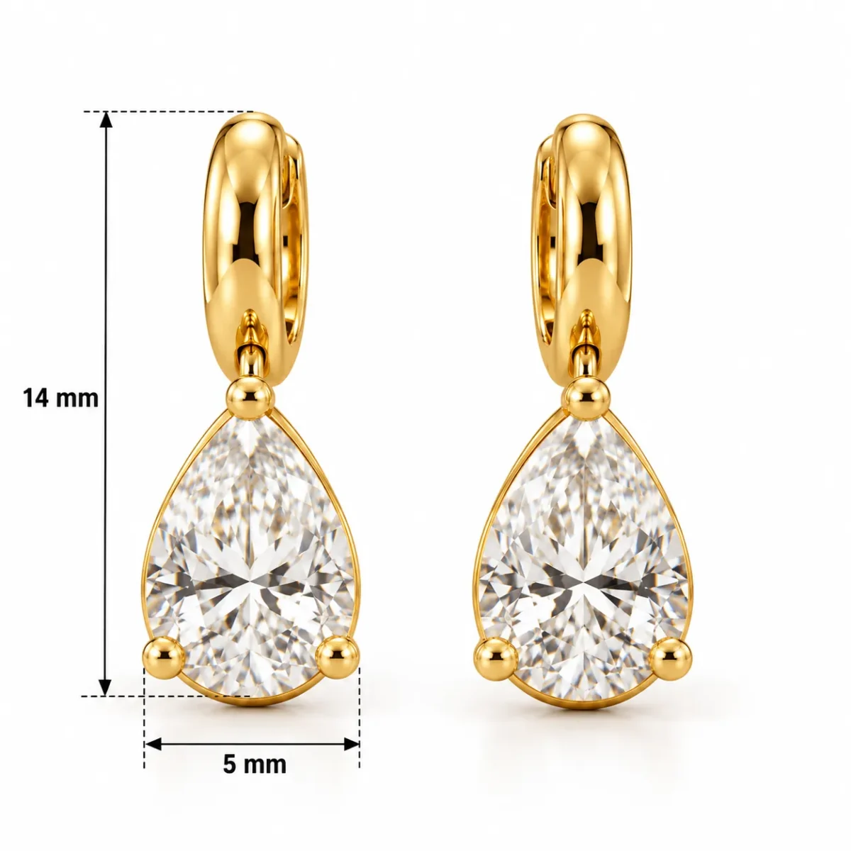 Pear Cut Lab Grown Diamond Drop Earrings for Women in 18k Gold - Image 3
