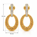 18K Gold Lab Certified Lab Grown Diamond Filigree Hoop Drop Earrings for Women - Image 3