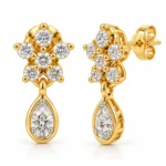 18K Gold Lab Certified Pear Cut Floral Lab Grown Diamond Drop Earrings for Women - Image 2