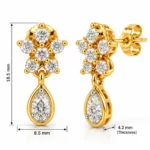 18K Gold Lab Certified Pear Cut Floral Lab Grown Diamond Drop Earrings for Women - Image 3