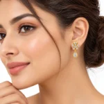 18K Gold Lab Certified Pear Cut Floral Lab Grown Diamond Drop Earrings for Women - Image 4