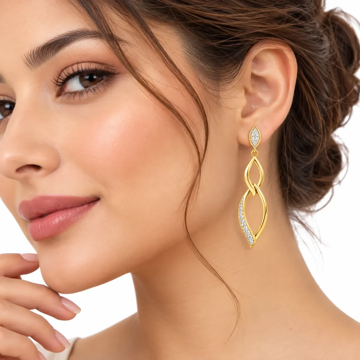 18K Gold Lab Certified Infinity Lab Grown Diamond Drop Earrings for Women - Image 4