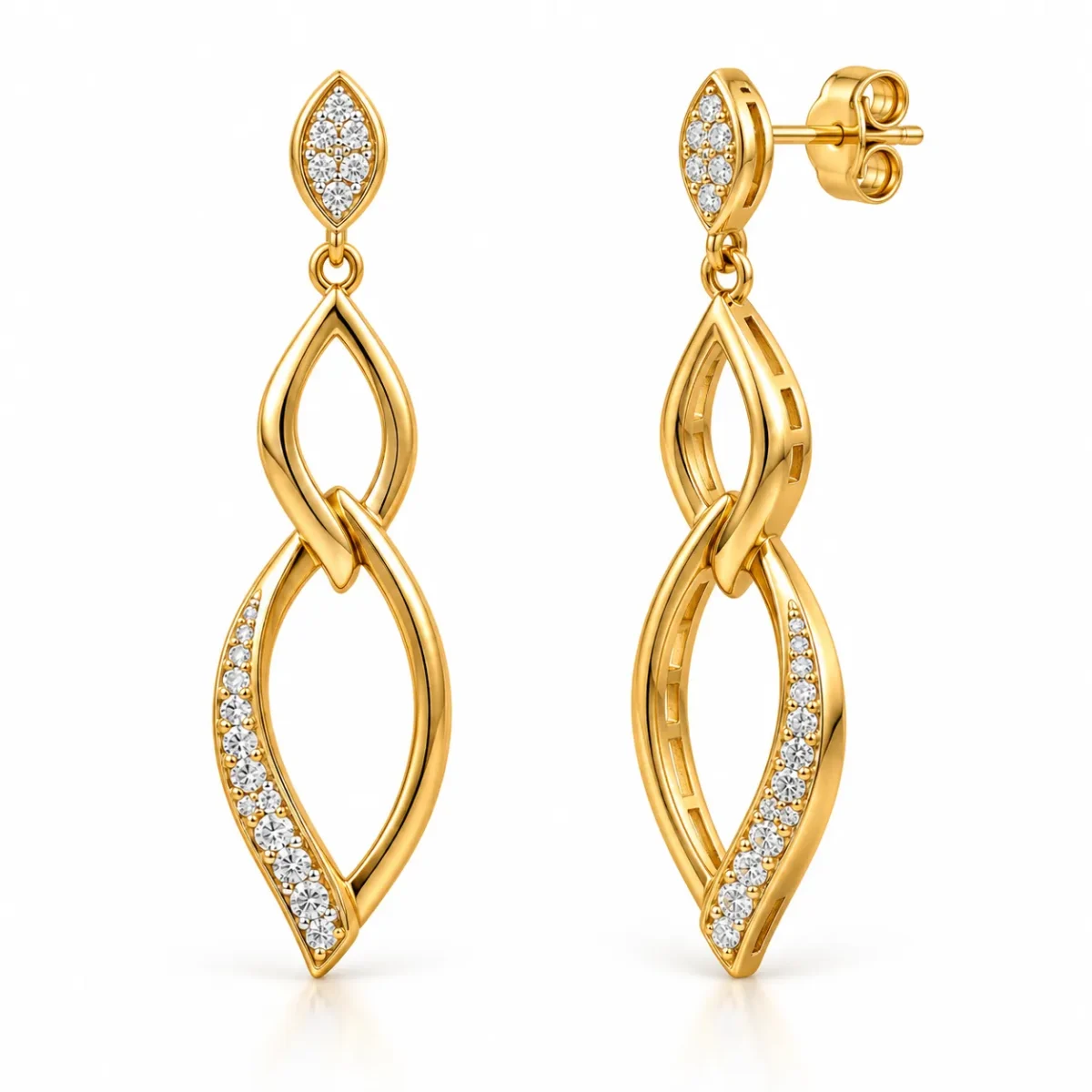 18K Gold Lab Certified Infinity Lab Grown Diamond Drop Earrings for Women - Image 2