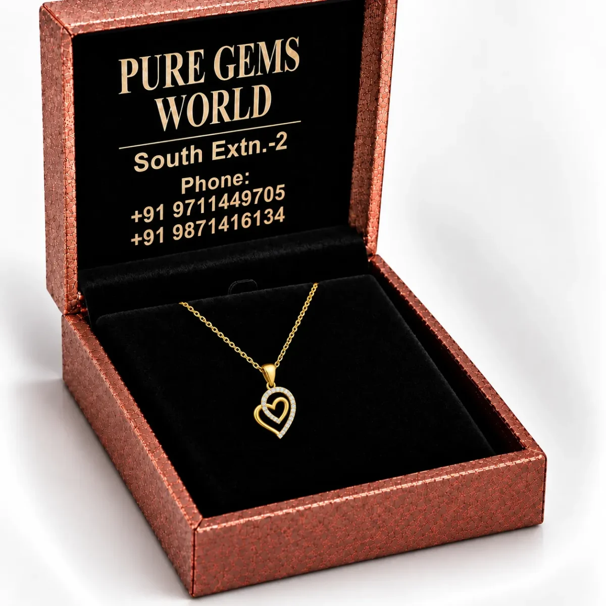 Stunning Double Heart Diamond Pendant in 18K Gold for Women – Dazzling Sparkle & Timeless Elegance - Image 5
