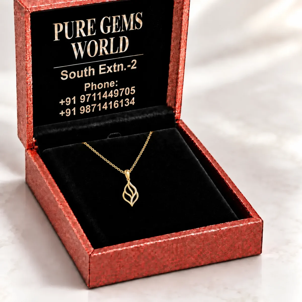 Elegant Leaf Swirl Lab Grown Diamond Pendant in 18K Gold for Women - Image 5
