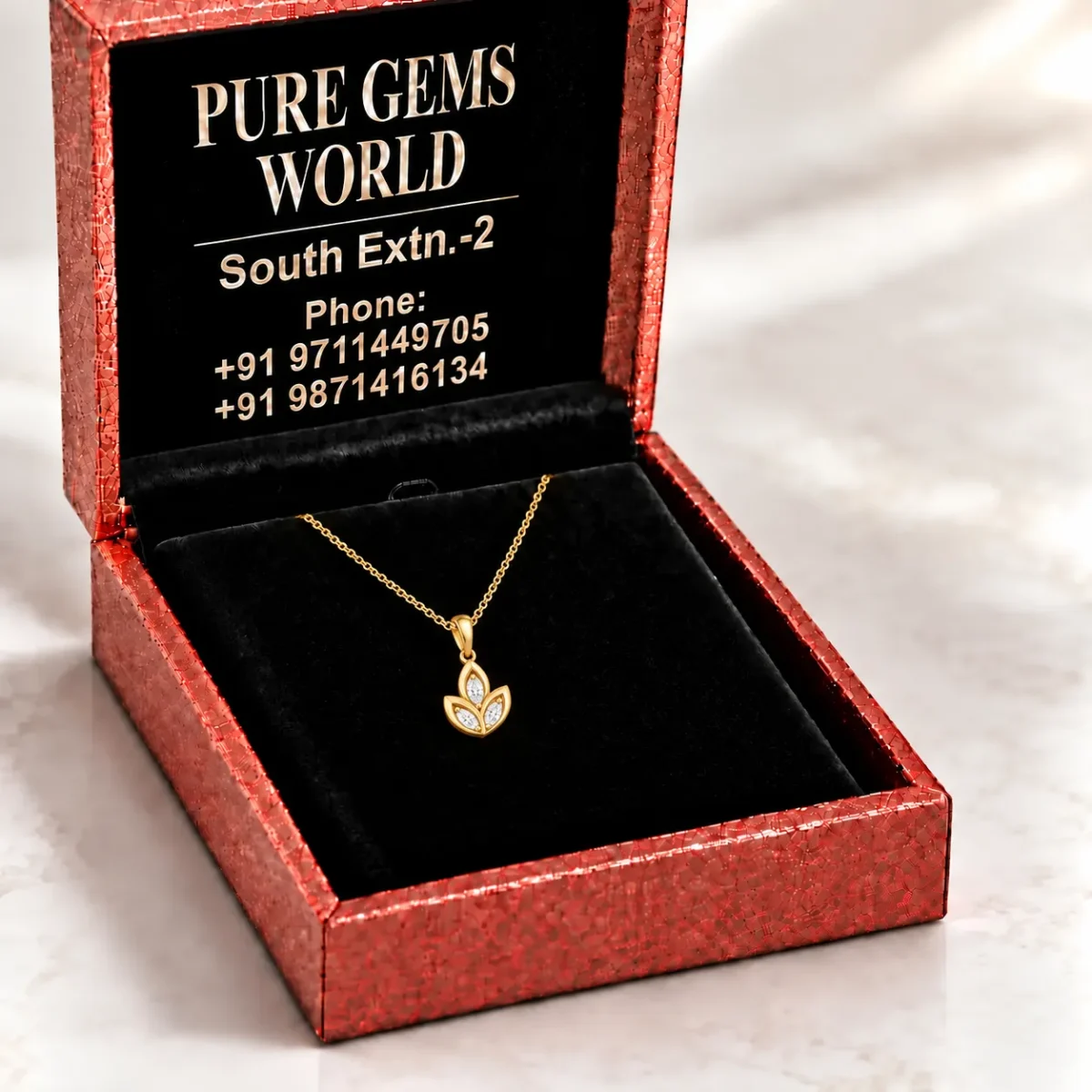 Elegant Three Marquise Leaf Lab Grown Diamond Pendant in 18K Gold for Women - Image 5