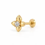 Four Petal Lab Grown Diamond Nose Pin Angled View