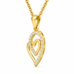 Stunning Double Heart Diamond Pendant in 18K Gold for Women – Dazzling Sparkle & Timeless Elegance - Image 4
