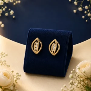 Elegant lab-grown diamond leaf stud earrings in gold