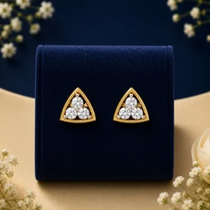 Triangular lab-grown diamond stud earrings in gold