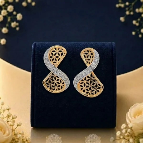 Luxury infinity design lab grown diamond earrings with floral lattice detailing