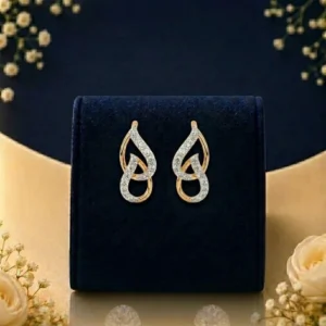 Elegant lab diamond earrings with infinity flame gold design for women