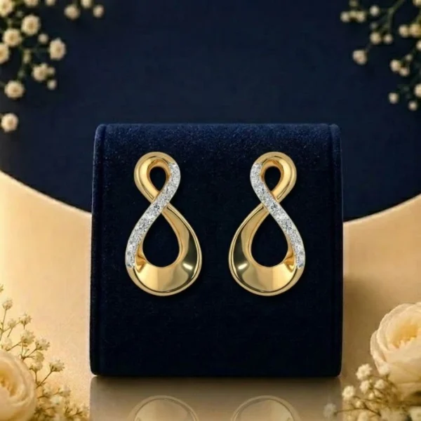 Infinity Diamond Earrings with Lab-Grown Diamonds in Gold Stud Design