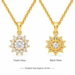 Stunning Round Halo Diamond Pendant in 18K Gold for Women – Timeless Sparkle & Elegant Floral Design - Image 3