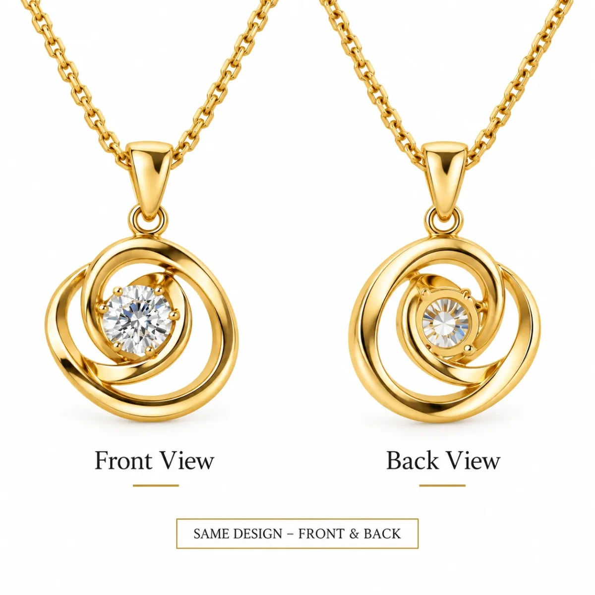 Stunning Swirl Solitaire Lab Grown Diamond Pendant in 18KGold – Contemporary Luxury Jewellery for Women - Image 3