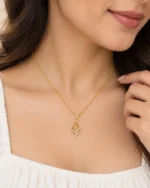 Elegant Leaf Swirl Lab Grown Diamond Pendant in 18K Gold for Women - Image 2