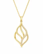 Leaf Swirl Lab Grown Diamond Pendant in Gold for Women