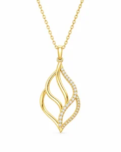Leaf Swirl Lab Grown Diamond Pendant in Gold for Women