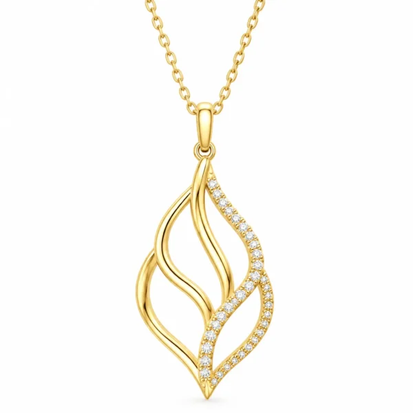 Leaf Swirl Lab Grown Diamond Pendant in Gold for Women