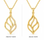 Elegant Leaf Swirl Lab Grown Diamond Pendant in 18K Gold for Women - Image 3