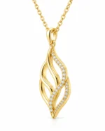 Elegant Leaf Swirl Lab Grown Diamond Pendant in 18K Gold for Women - Image 4