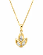 Three Marquise Leaf Lab Grown Diamond Pendant in Gold for Women