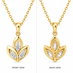 Elegant Three Marquise Leaf Lab Grown Diamond Pendant in 18K Gold for Women - Image 3