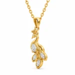 Elegant Peacock Marquise Lab Grown Diamond Pendant in 18K Gold for Women - Image 4